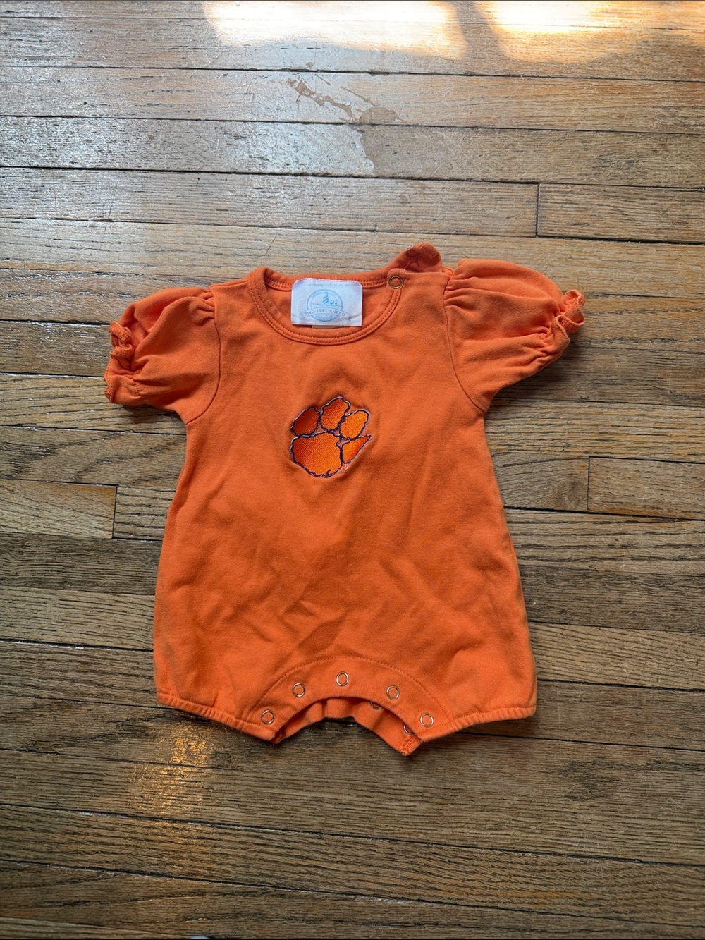 Orange Paw Print Baby One-Piece Romper